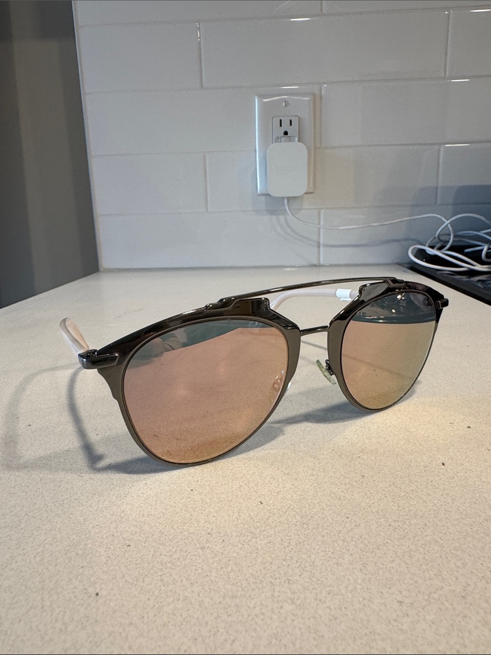 NEW CHRISTIAN DIOR REFLECTED/S XY2-0J RUTHENIUM/GOLD MIRROR SUNGLASSES AUTHENTIC
